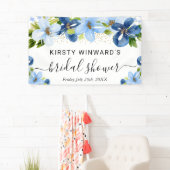 青とネイビーの花 ブライダルシャワー ウェルカム 横断幕 (インサイチュ)