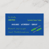 青とネオンの緑の便利屋の名刺 名刺 (裏面)