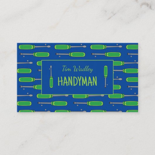 青とネオンの緑の便利屋の名刺 名刺 (正面)