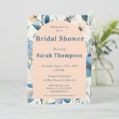 青とバラの水色フローラブライダルシャワー 招待状 (スタンド正面)