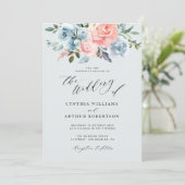 青とバラの花のウェディング招待状 招待状 (スタンド正面)