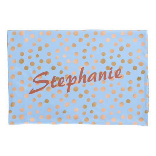 青とバラの金ゴールドチャーム 枕カバー (正面)