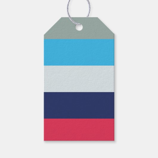 青とバーガンディのストライプ ギフトタグ (正面)