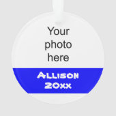 青とパーソナライズされたオレンジのチアリーダーオーナメント オーナメント (裏面)