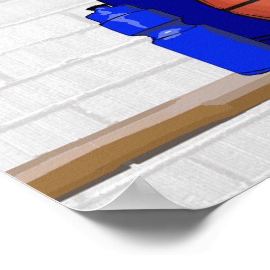 青とパーソナライズされた白のバスケットボールジャージー ポスター (角)