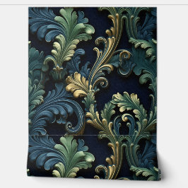 青とビクトリアン緑の豊かなスタイルパターン 壁紙