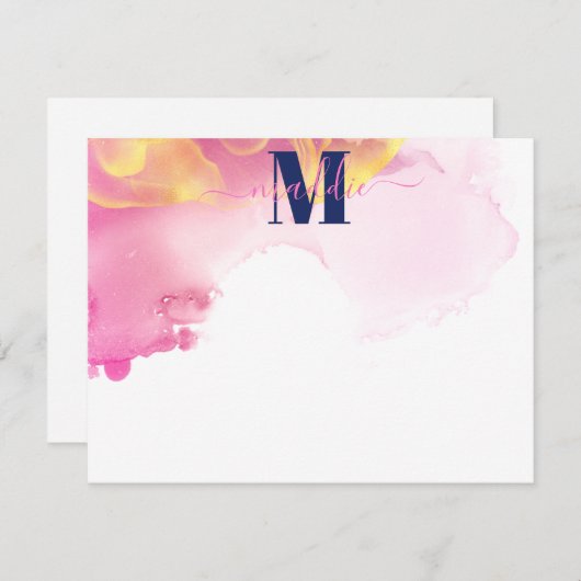 青とピモダンンのインククラウパーソナライズされたド ノートカード (正面/裏面)