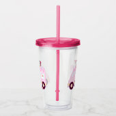 青とピンクかわいいバニーラビットアイスクリームトラック アクリルタンブラー (右)