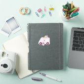 青とピンクかわいいバニーラビットアイスクリームトラック シール (iPadカバー)