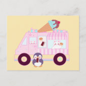 青とピンクかわいいバニーラビットアイスクリームトラック ポストカード (正面)