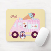 青とピンクかわいいバニーラビットアイスクリームトラック マウスパッド (マウス)