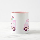 青とピンクかわいいバニーラビットアイスクリームトラック マグカップ (中央)