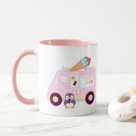 青とピンクかわいいバニーラビットアイスクリームトラック マグカップ