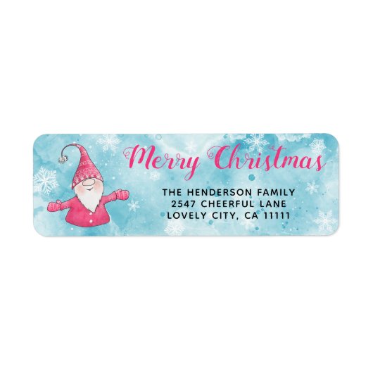 青とピンクかわいい格言クリスマスアドレス ラベル (正面)