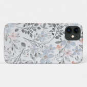 青とピンクとグレーのかわいい花のフラワー柄 Case-Mate iPhoneケース (裏面(横))
