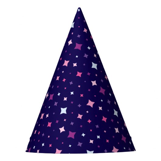 青とピンクと紫の星　コズミックスペース パーティーハット (正面)