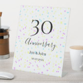 青とピンクと黄色の水玉模様 30周年記念 名前 台座サイン (インサイチュ)