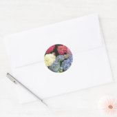 青とピンクのあじさいがデジタルフラワー絵を描ズ ラウンドシール (封筒)