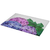 青とピンクのあじさいパーソナライズされた花 カッティングボード (角)