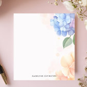 青とピンクのあじさいフローラパーソナライズされた名 ノートパッド