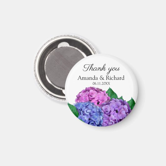 青とピンクのあじさい花ありがとう結婚。 マグネット (正面/裏面)
