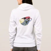 青とピンクのあじさい花のティーカップ絵を描ズ パーカ (裏面)