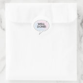 青とピンクのかわいい吹き出しのWell doneテキスト ラウンドシール (バッグ)