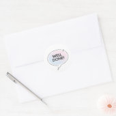 青とピンクのかわいい吹き出しのWell doneテキスト ラウンドシール (封筒)
