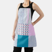 青とピンクのかわいらしパッチワークデザイン エプロン (インサイチュ)