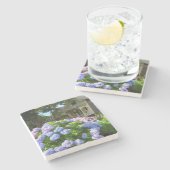 青とピンクのアジサイ – マーサのブドウ園 ストーンコースター (横)