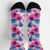 青とピンクのアネモネ ソックス (上部)