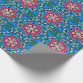 青とピンクのアールデコ絵を描ガラスヴィンテージスタイル ラッピングペーパー (角)