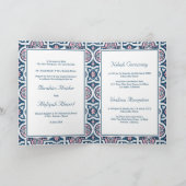 青とピンクのイスラムのアラベスク結婚イスラム教徒 招待状 (内部)