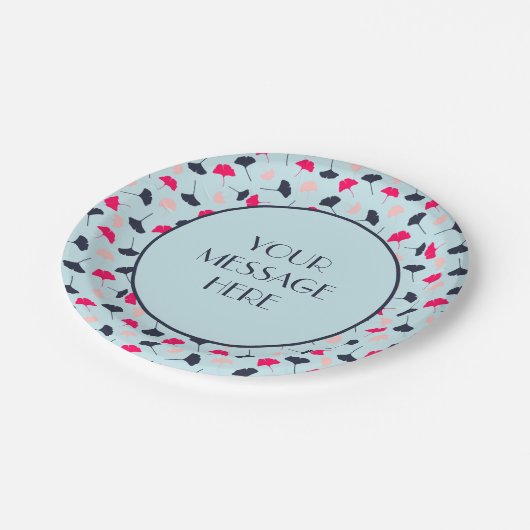 青とピンクのイチョウ葉のカスタム ペーパープレート (アングル)