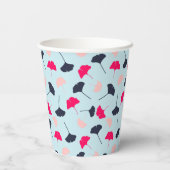 青とピンクのイチョウ葉のカスタム 紙コップ (裏面)