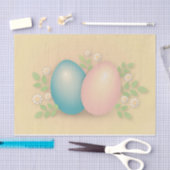 青とピンクのイースターの卵と春の花 薄葉紙 (クラフト)