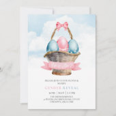 青とピンクのイースターエッグ春性別リビール 招待状 (正面)