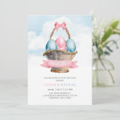 青とピンクのイースターエッグ春性別リビール 招待状 (スタンド正面)