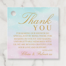 青とピンクのオンブル性別発表ベビーシャワー感謝 フェイバータグ