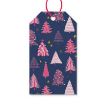 青とピンクのクリスマスツリーパターン