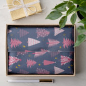 青とピンクのクリスマスツリーパターン 薄葉紙 (ギフト)