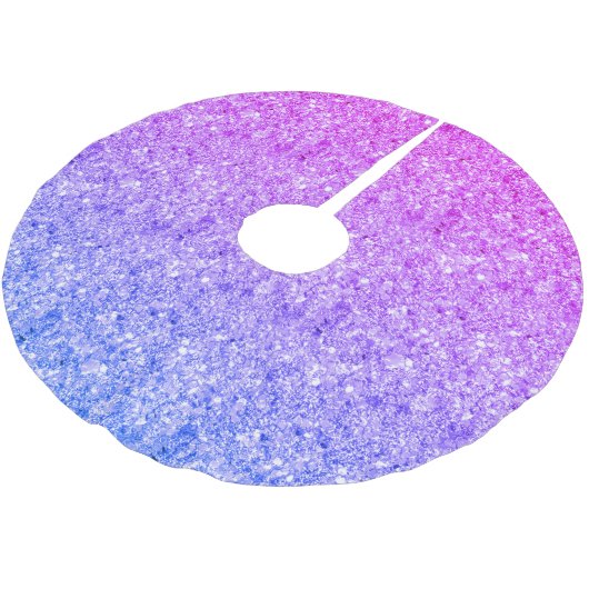 青とピンクのグラデーショングリッターパターン ブラッシュドポリエステルツリースカート (アングル)