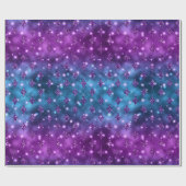 青とピンクのグラデーショングリッター天体パターン ラッピングペーパー (フラット)