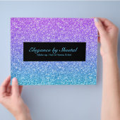 青とピンクのグラデーションフェイクグリッターテクスチャ チラシ (手)