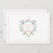 青とピンクのグランドミレニアルフラワーフォトベビー 案内状 (裏面)