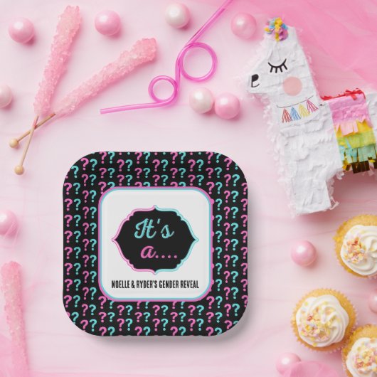 青とピンクのジェンダーのリビール ペーパープレート (パーティー)