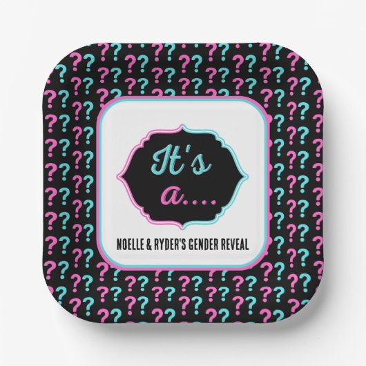 青とピンクのジェンダーのリビール ペーパープレート (正面)