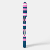 青とピンクのストライプパターンパーソナライズされた Case-Mate iPhoneケース (裏面 / 右)