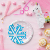 青とピンクのスノーフレークおもしろいエレガント ペーパープレート (パーティー)