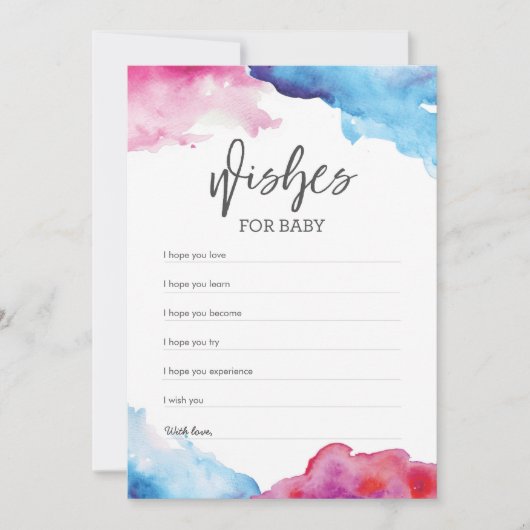 青とピンクのスプラッシュベビーシャワーがベビー 招待状 (正面)